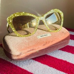 Miu Miu Yellow Glitter Sunglasses ✨